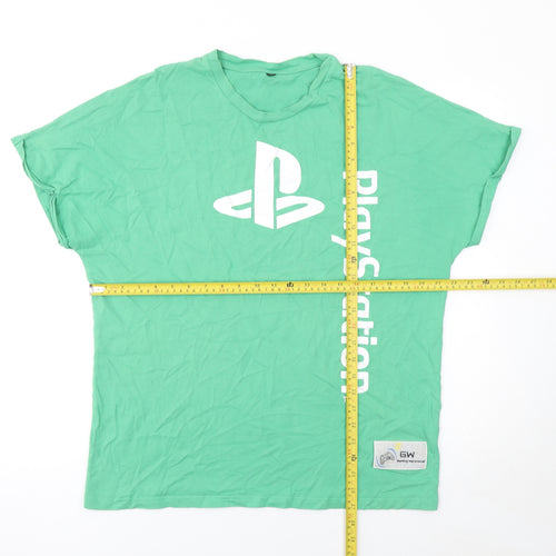 GW Men’s Green PlayStation Graphic Cotton T-Shirt XL