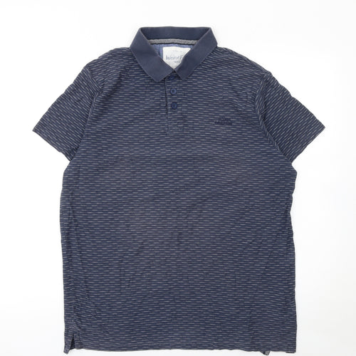 Weird Fish Men's Blue Striped Cotton Polo Shirt Size L