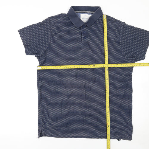 Weird Fish Men's Blue Striped Cotton Polo Shirt Size L