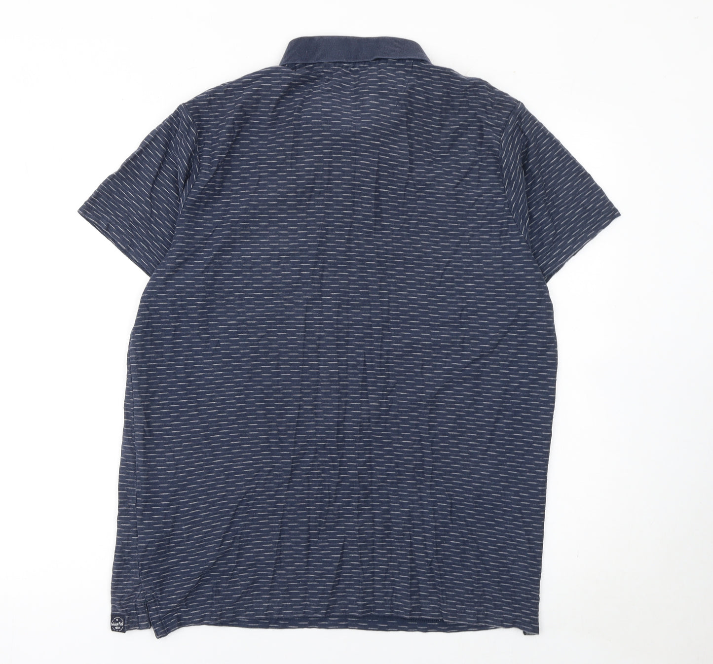 Weird Fish Men's Blue Striped Cotton Polo Shirt Size L