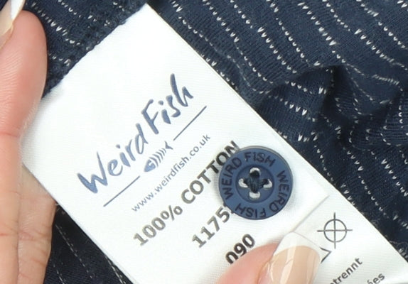 Weird Fish Men's Blue Striped Cotton Polo Shirt Size L