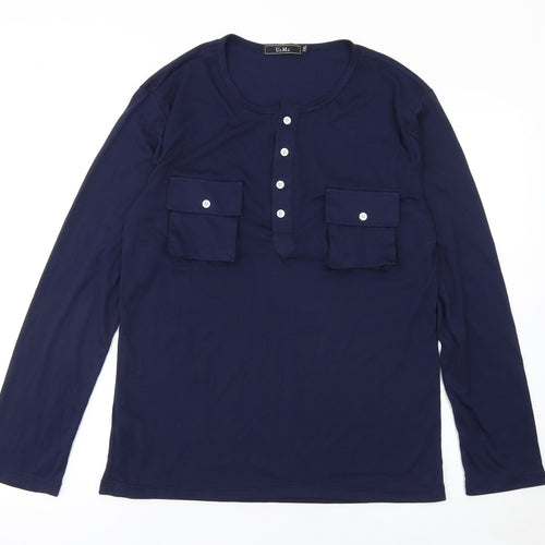 U2M2 Women's Blue Long Sleeve Button-Up Cotton Shirt 2XL