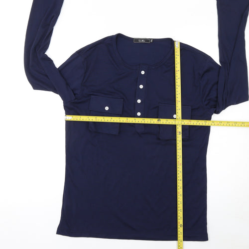 U2M2 Women's Blue Long Sleeve Button-Up Cotton Shirt 2XL