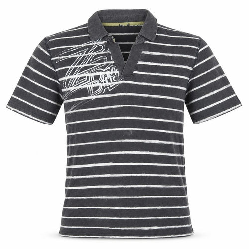 Buffalo David Bitton Men's Grey Striped Cotton Polo Shirt XL