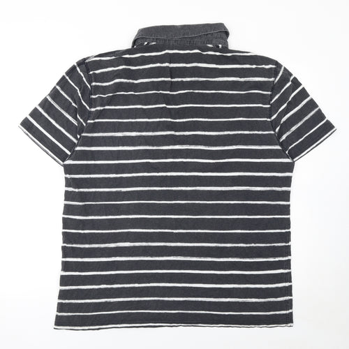 Buffalo David Bitton Men's Grey Striped Cotton Polo Shirt XL