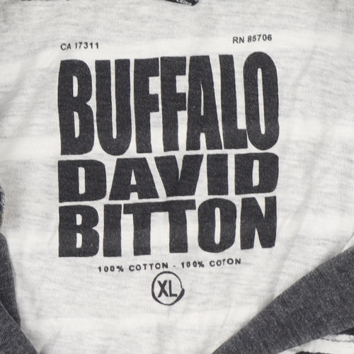 Buffalo David Bitton Men's Grey Striped Cotton Polo Shirt XL