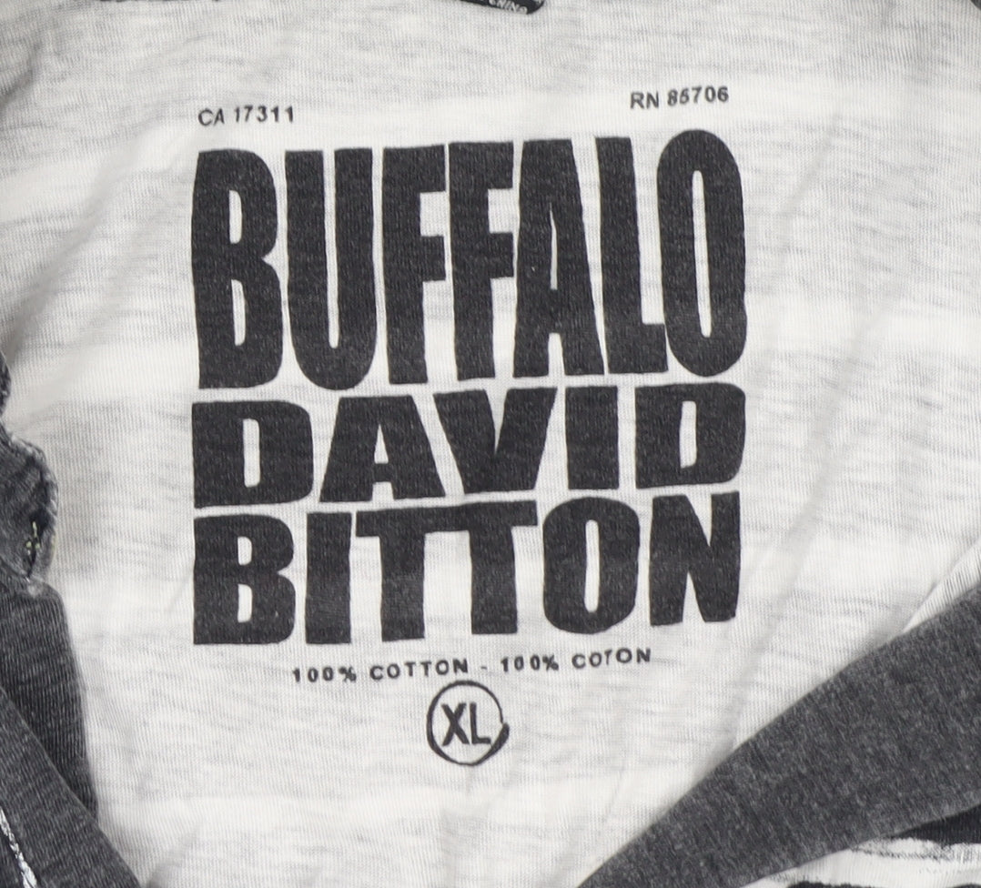 Buffalo David Bitton Men's Grey Striped Cotton Polo Shirt XL