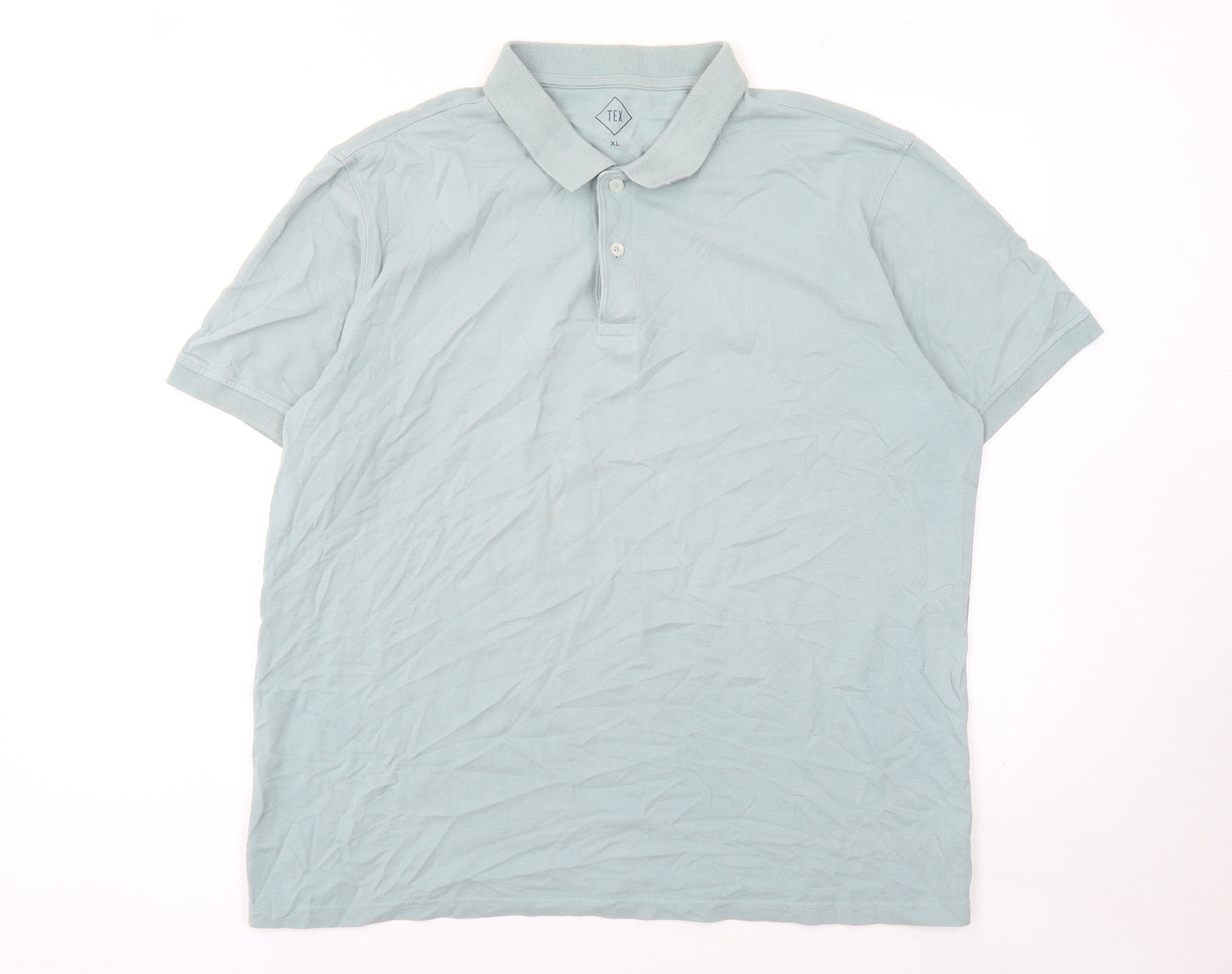 TEX Men’s Green Cotton Short Sleeve Polo Shirt XL Regular Fit