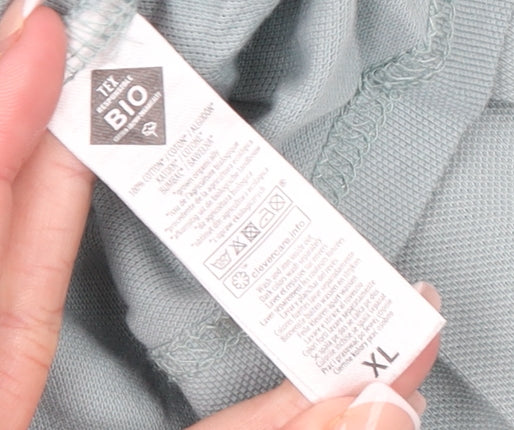 TEX Men’s Green Cotton Short Sleeve Polo Shirt XL Regular Fit