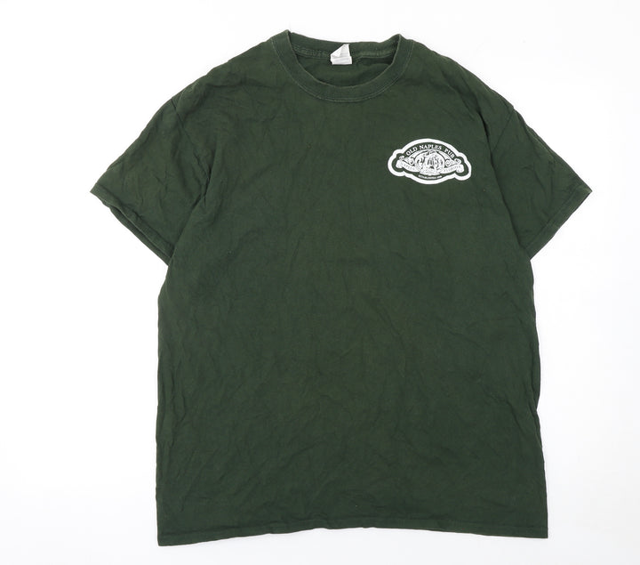 Gildan Men’s Green Old Naples Pub Graphic Cotton T-Shirt L Regular Fit