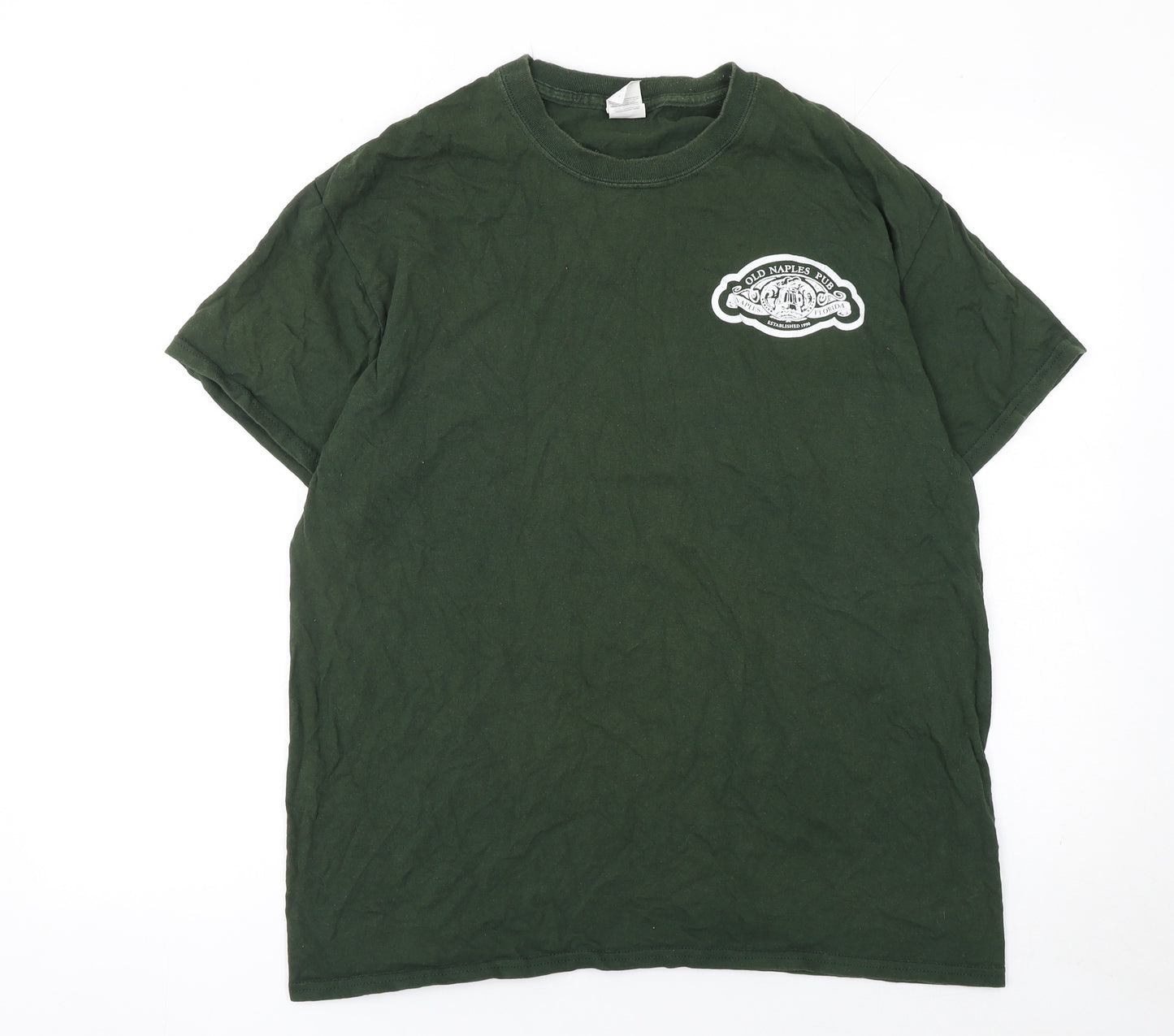 Gildan Men’s Green Old Naples Pub Graphic Cotton T-Shirt L Regular Fit