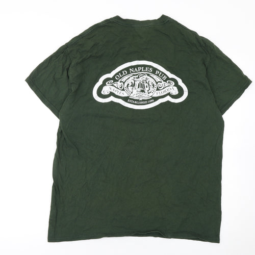 Gildan Men’s Green Old Naples Pub Graphic Cotton T-Shirt L Regular Fit