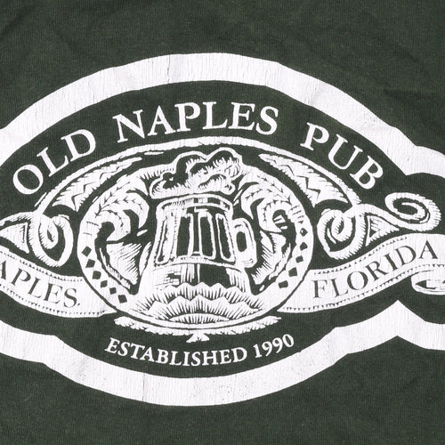 Gildan Men’s Green Old Naples Pub Graphic Cotton T-Shirt L Regular Fit
