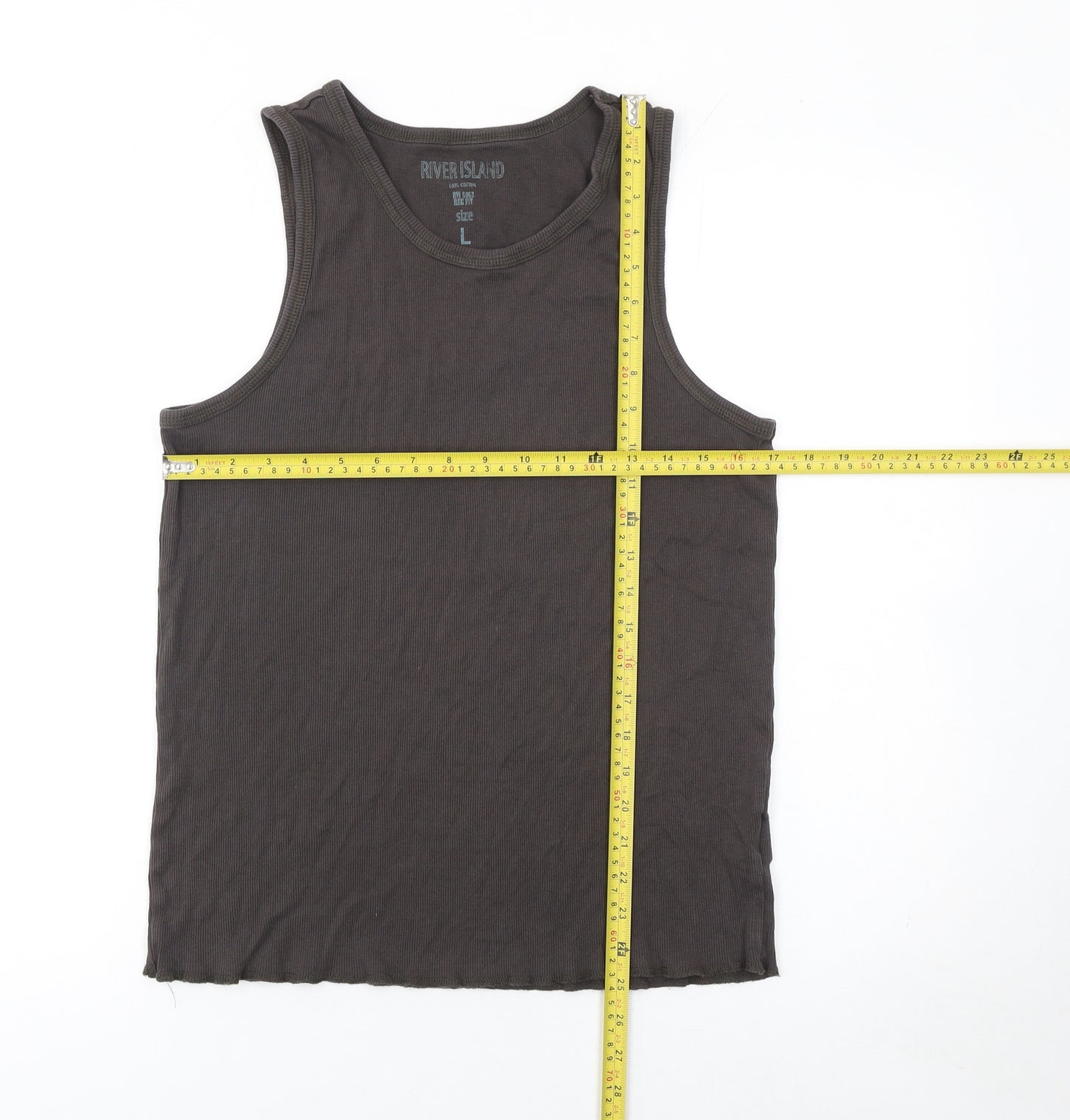 River Island Womens Black Cotton Tank Top Size L Basic Sleeveless