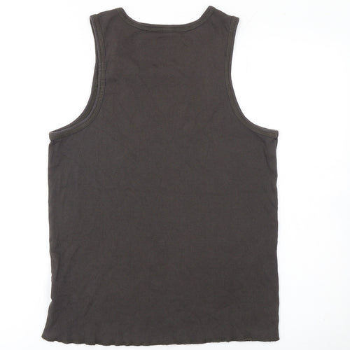 River Island Womens Black Cotton Tank Top Size L Basic Sleeveless