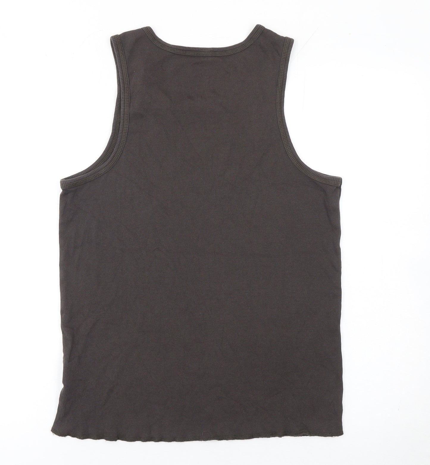 River Island Womens Black Cotton Tank Top Size L Basic Sleeveless