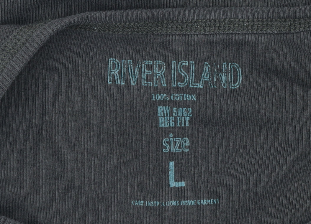 River Island Womens Black Cotton Tank Top Size L Basic Sleeveless