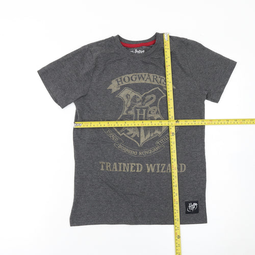 Harry Potter Boys Grey Hogwarts Graphic T-Shirt 10-11 Years Casual Cotton Blend