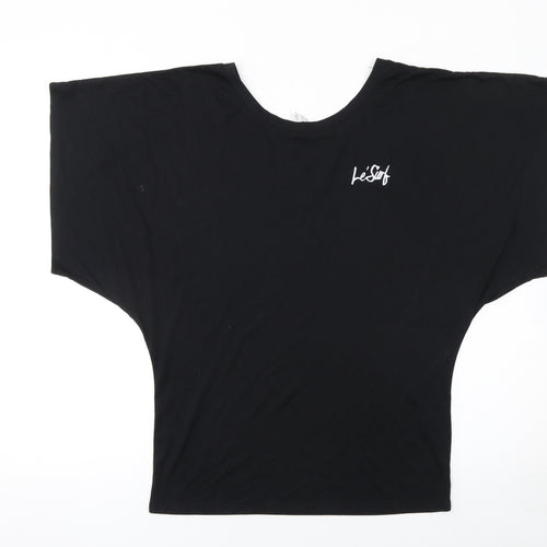 Le'Surf Women's Black Relaxed Fit Dolman Short Sleeve T-Shirt M