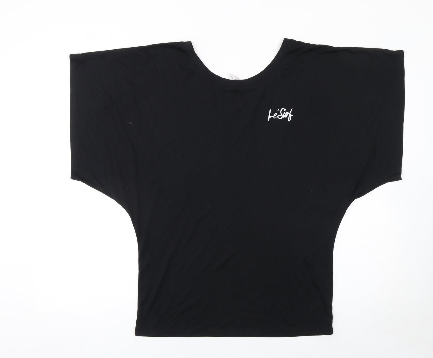 Le'Surf Women's Black Relaxed Fit Dolman Short Sleeve T-Shirt M