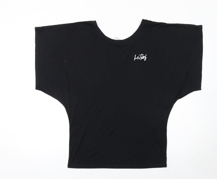 Le'Surf Women's Black Relaxed Fit Dolman Short Sleeve T-Shirt M