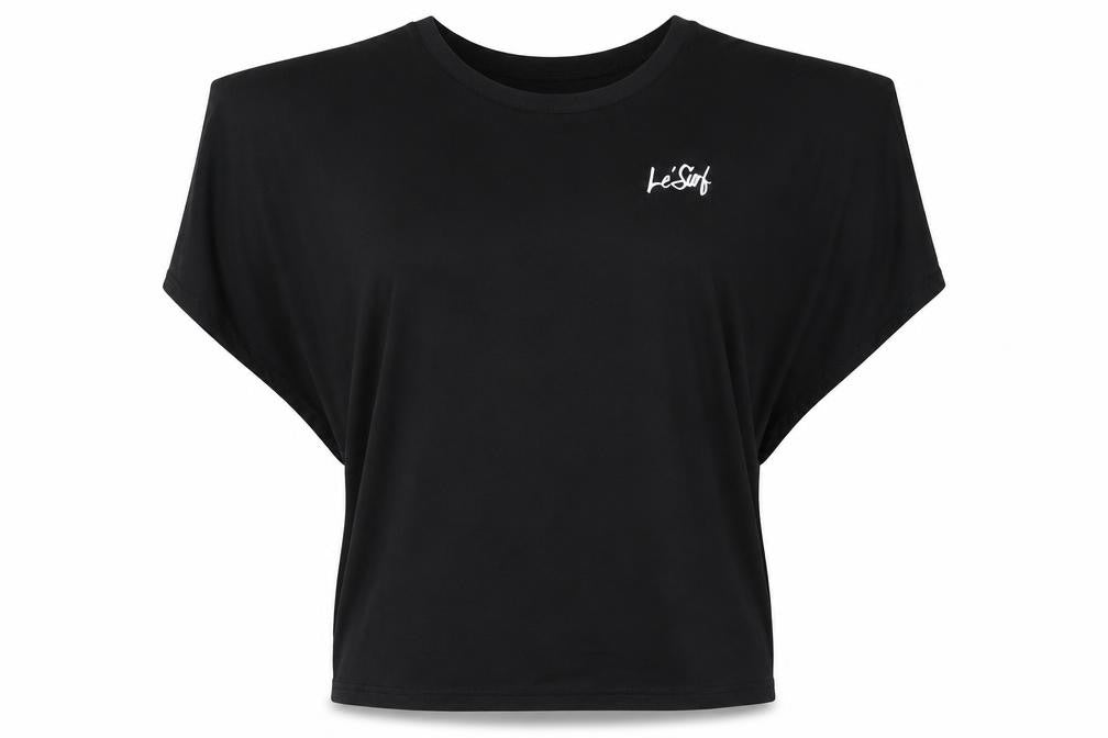 Le'Surf Women's Black Relaxed Fit Dolman Short Sleeve T-Shirt M
