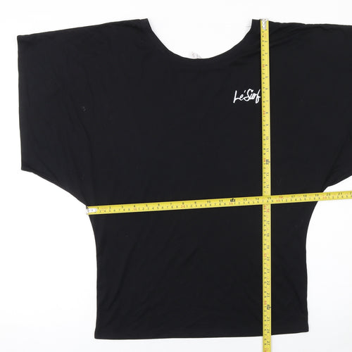 Le'Surf Women's Black Relaxed Fit Dolman Short Sleeve T-Shirt M