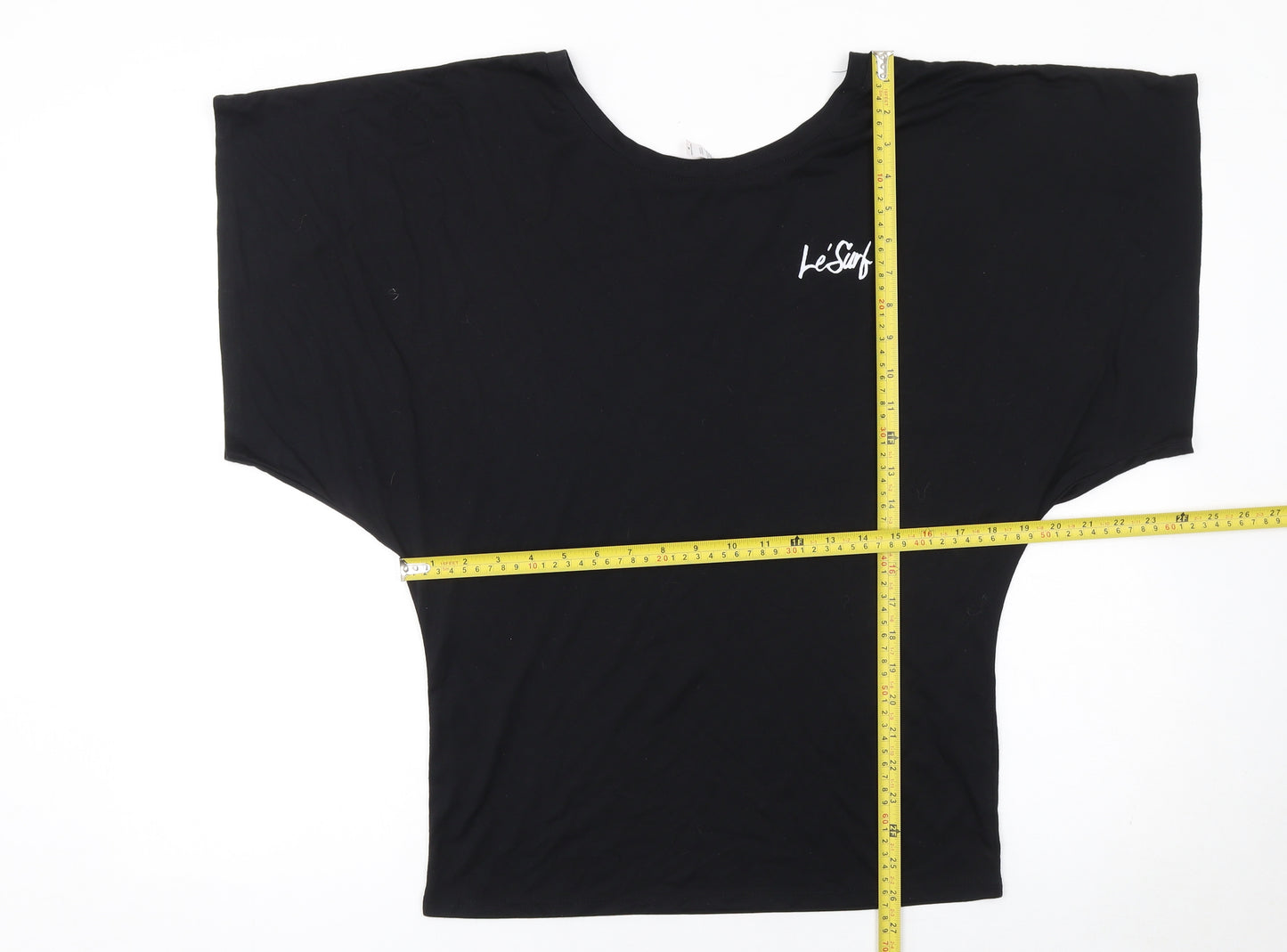 Le'Surf Women's Black Relaxed Fit Dolman Short Sleeve T-Shirt M