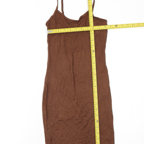 PrettyLittleThing Women’s Brown Slip Dress Size 6 Viscose Stretch