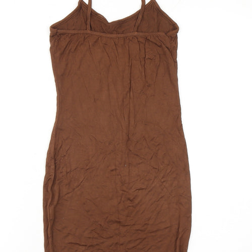 PrettyLittleThing Women’s Brown Slip Dress Size 6 Viscose Stretch