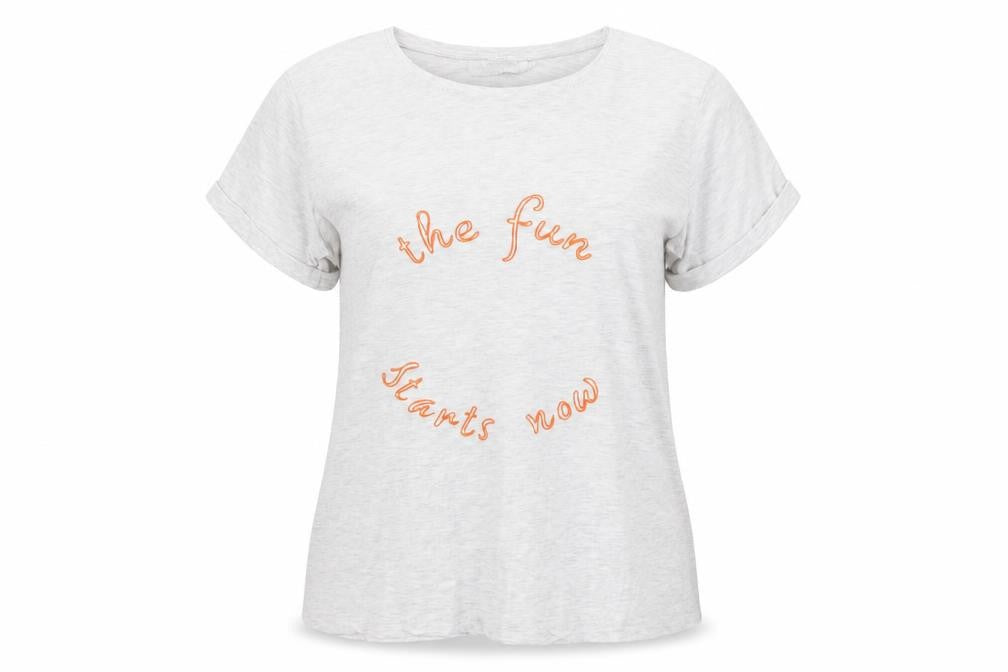 John Lewis Women Grey Embroidered Slogan T-Shirt Size 10