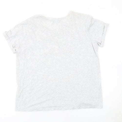 John Lewis Women Grey Embroidered Slogan T-Shirt Size 10
