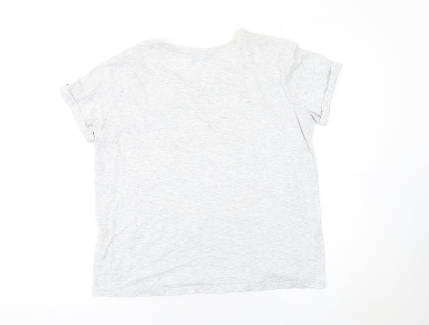 John Lewis Women Grey Embroidered Slogan T-Shirt Size 10