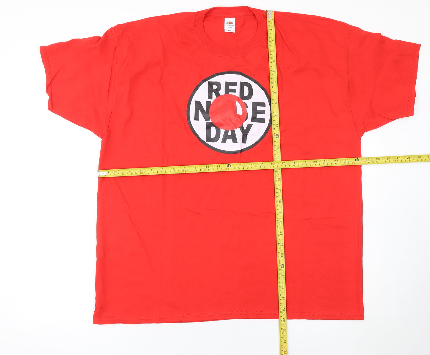 Fruit of the Loom Men’s Red Nose Day Red 2XL Cotton Graphic T-Shirt