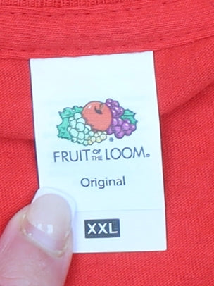 Fruit of the Loom Men’s Red Nose Day Red 2XL Cotton Graphic T-Shirt