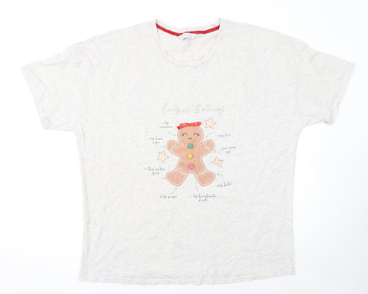 George Womens White Christmas Gingerbread Nightshirt Size 20