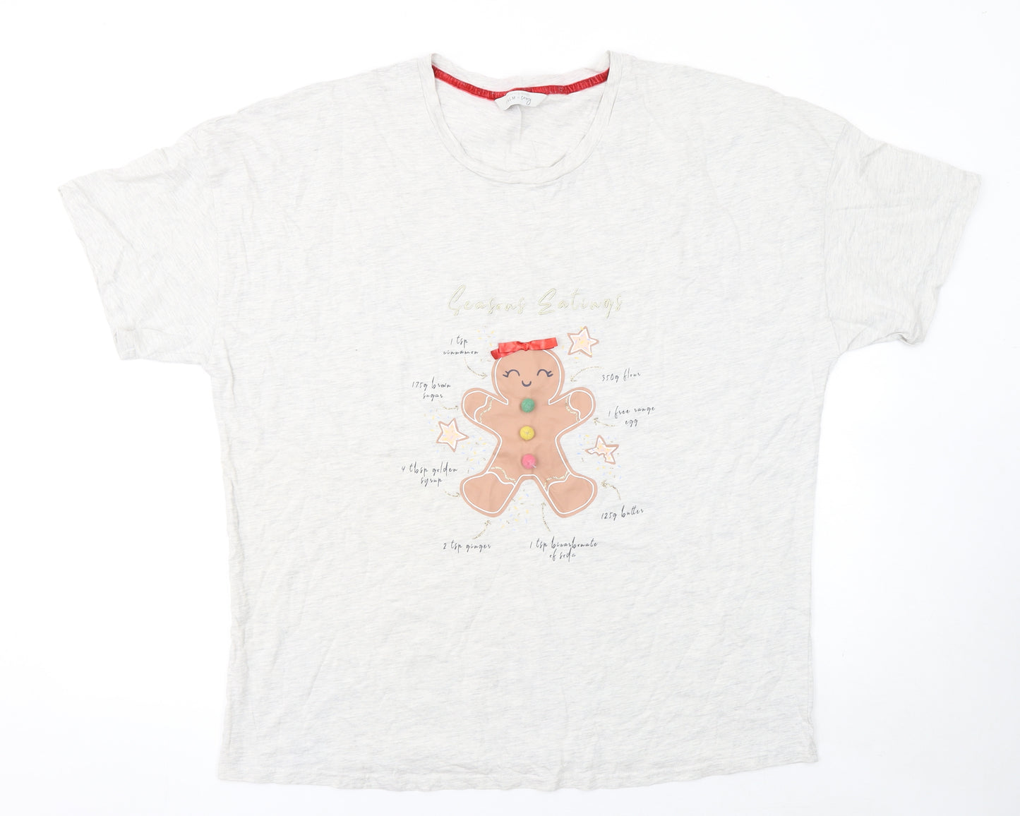 George Womens White Christmas Gingerbread Nightshirt Size 20