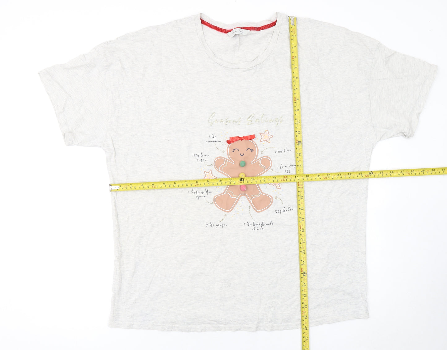 George Womens White Christmas Gingerbread Nightshirt Size 20