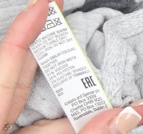 Marks and Spencer Womens Grey Animal Print Roll Neck Nightshirt Size 10