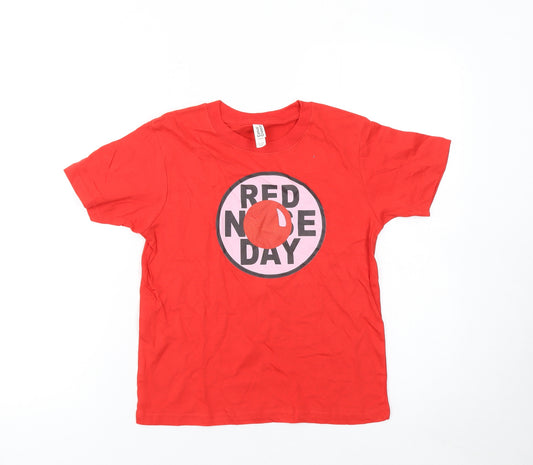 Casual Classics Boys Red Graphic Red Nose Day T-Shirt 7-8 Years Cotton