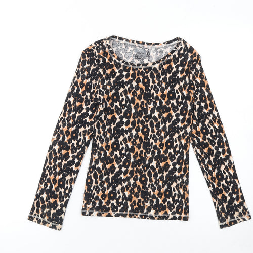Next Girls Multicoloured Leopard Print Long Sleeve Cotton T-Shirt 10 Years