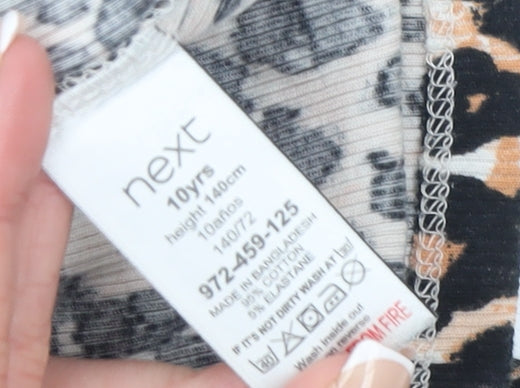 Next Girls Multicoloured Leopard Print Long Sleeve Cotton T-Shirt 10 Years