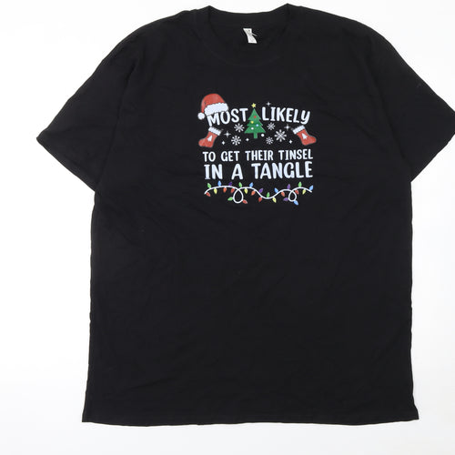 Casual Classics Men’s Black XL Christmas Funny Crew Neck T-Shirt