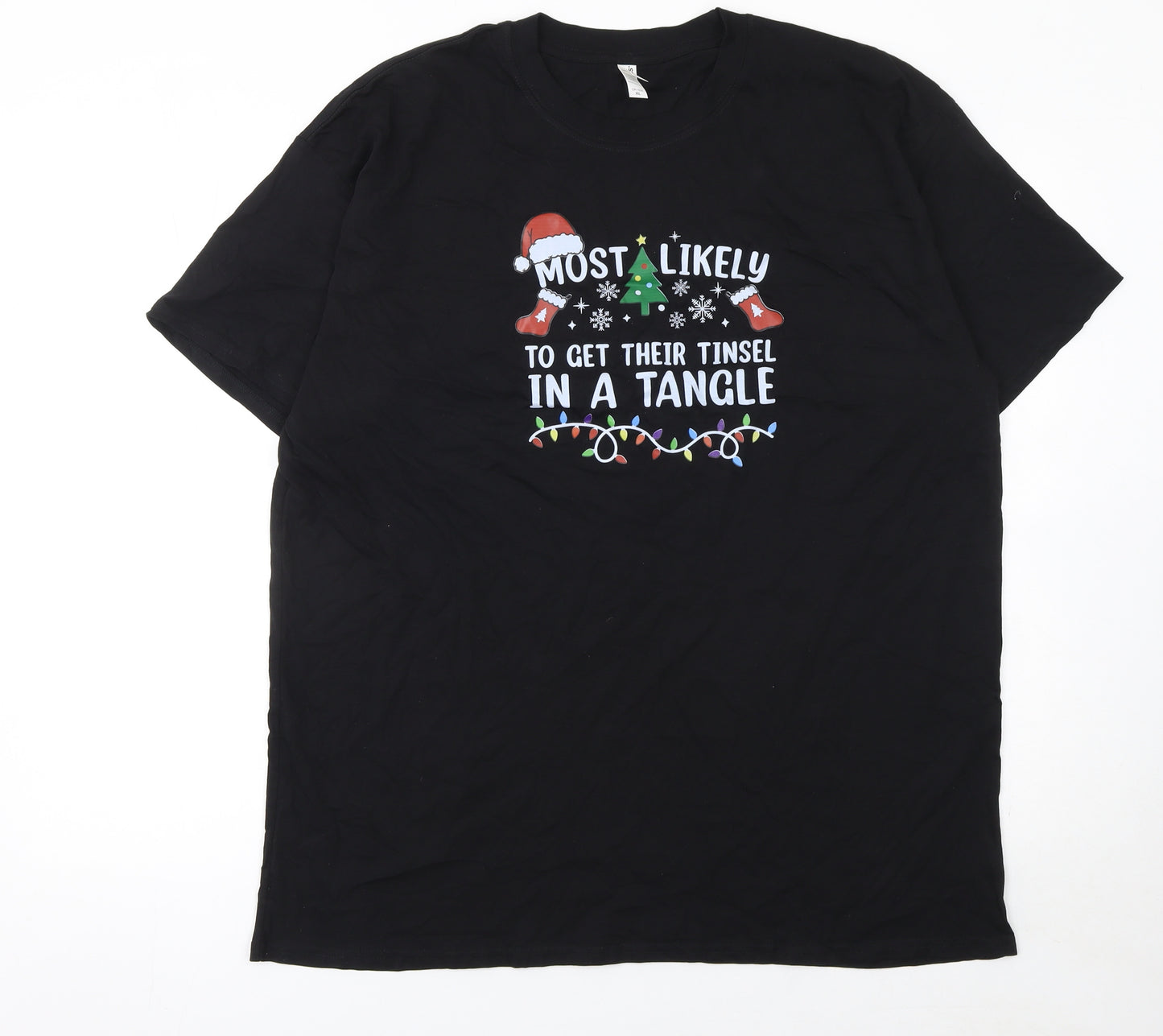 Casual Classics Men’s Black XL Christmas Funny Crew Neck T-Shirt
