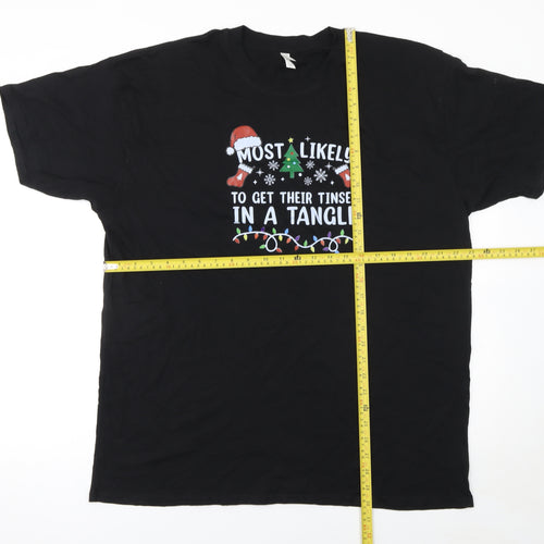 Casual Classics Men’s Black XL Christmas Funny Crew Neck T-Shirt