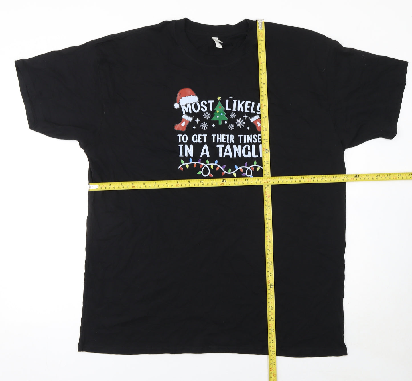 Casual Classics Men’s Black XL Christmas Funny Crew Neck T-Shirt