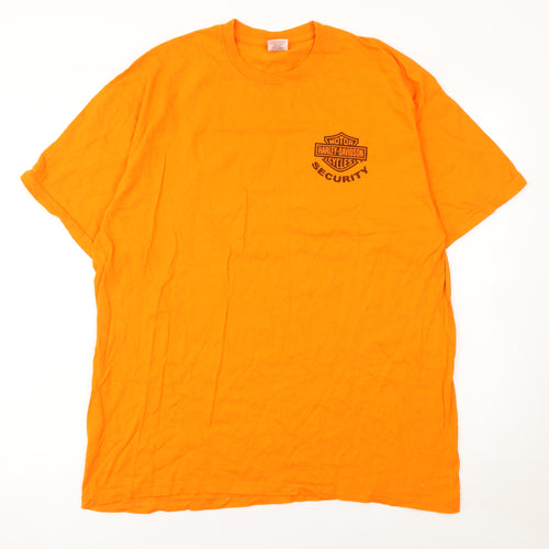 Fruit of the Loom Men's Orange Harley-Davidson Security T-Shirt L