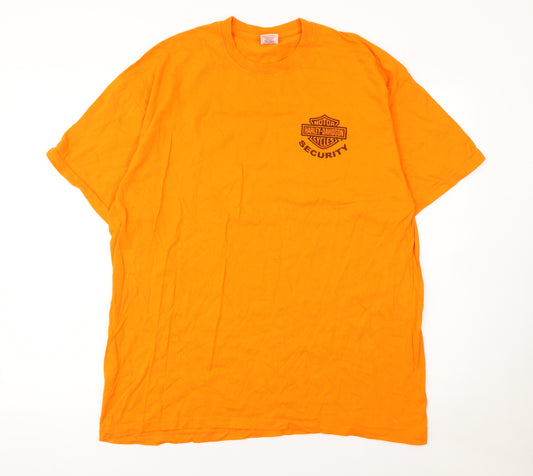 Fruit of the Loom Men's Orange Harley-Davidson Security T-Shirt L