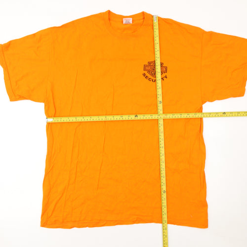 Fruit of the Loom Men's Orange Harley-Davidson Security T-Shirt L