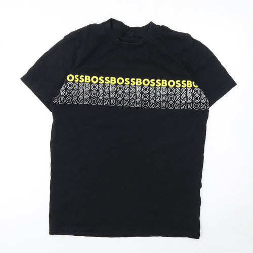BOSS Men's Black Graphic Logo Cotton Crew Neck T-Shirt Size S